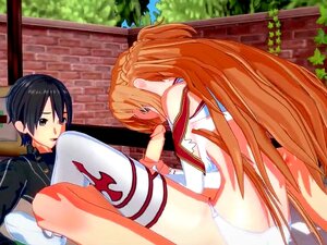 Asuna schluckt Kiritos Ladung, bevor er sein Gesicht reitet - Sword