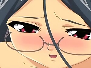 Anime-Lesben teilen sich einen doppelten Dildo. Erstaunliche