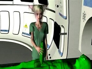 Tätowierte 3D-Cartoon-Babe wird von einem Alien gefickt