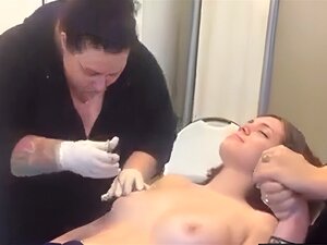 fresh Girl gets Nipples Pierced. fresh girl pierced nipples gets new
