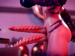 Doppeltschwänzige Drachen-Shemale-Hentai füllt Tristana bis zum Rand